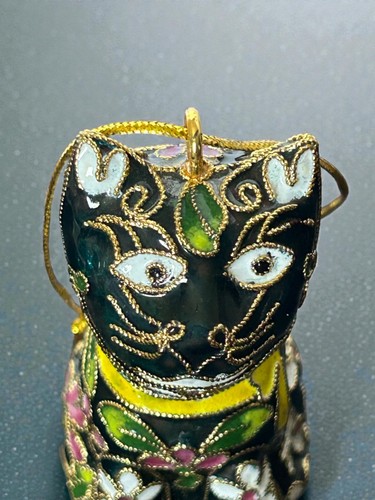 Vintage cloisonne enamel cat - vintage,